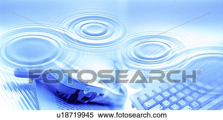 Stock Photography - Ripples over a telephone and computer keyboard. Fotosearch