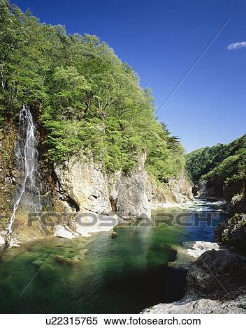 Stock Photography - River, Kinugawa, Tochigi Prefecture, Japan. Fotosearch