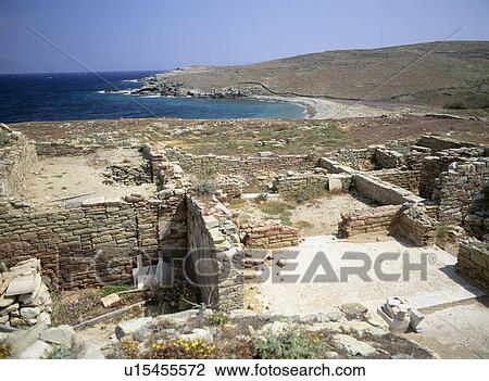 Stock Image - Ruins at Delos, Greece. Fotosearch
