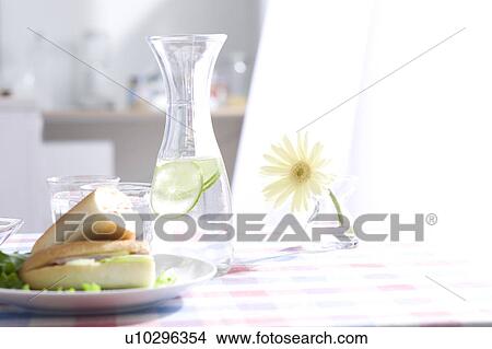 Picture - Sandwiches and a pitcher of water. Fotosearch
