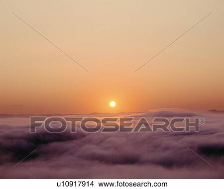Picture - Sea of clouds at sunrise. Fotosearch