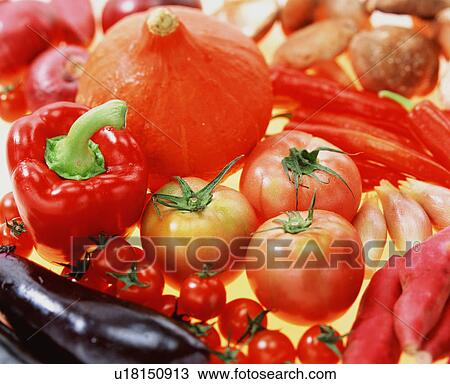 Stock Image - Selection of fresh fruit and vegetables. Fotosearch