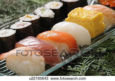 Stock Image - Selection of sushi. Fotosearch