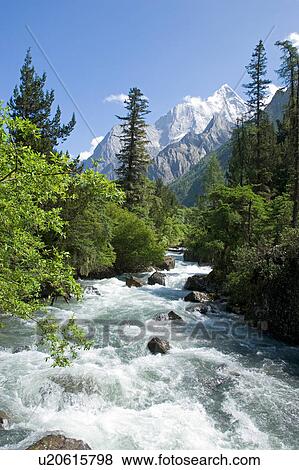 Stock Photo - Siguniang Mountain, Siguniang Mountain, Sichuan, China. Fotosearch