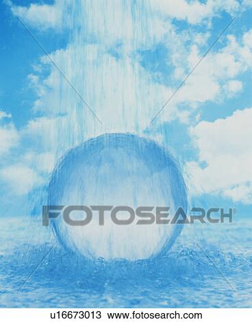 Stock Image - Sphere being sprayed with water. Fotosearch