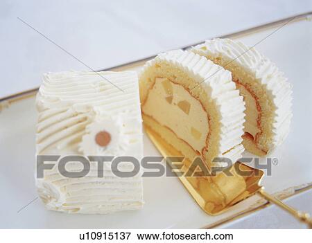 Stock Photo - Sponge roll dessert. Fotosearch