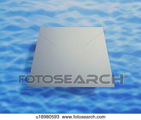 Stock Image - Square of paper over rippled water. Fotosearch