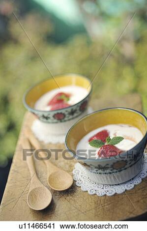 Stock Image - Strawberry yogurt. Fotosearch