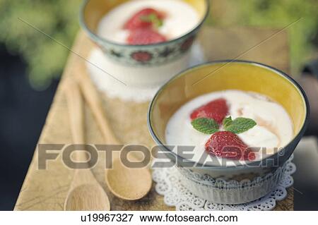 Stock Photo - Strawberry yogurt. Fotosearch