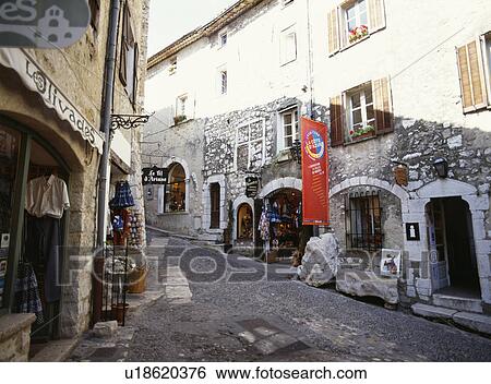 Street in Saint-Paul, Cote d'Azur, France View Large Photo Image Stock Photograph - Street in Saint-Paul, Cote d'Azur, France. Fotosearch