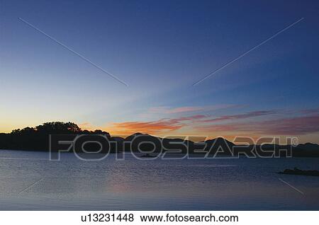 Stock Photo - Sunrise over Hinohara lake, Kitashiobara-son, Fukushima Prefecture, Japan. Fotosearch