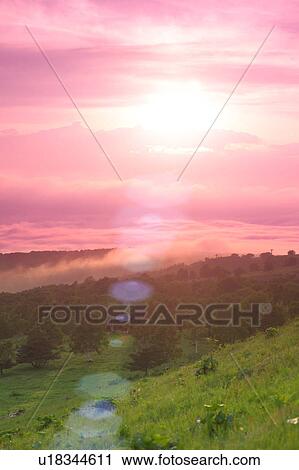Stock Image - Sunset over Sugadaira Plateau, Nagano Prefecture, Japan. Fotosearch