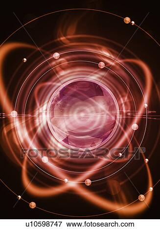 Stock Photo - Swirling light around a central sphere. Fotosearch