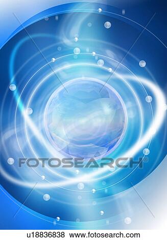 Stock Photo - Swirling light around a central sphere. Fotosearch