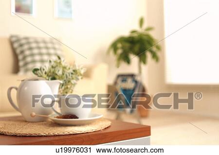 Tea set on coffee table View Large Photo Image Stock Image - Tea set on coffee table. Fotosearch