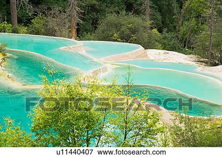 Stock Photo - The Pools of Immortals, Jiuzhaigou Valley, Sichuan, China. Fotosearch