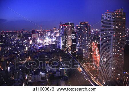 Stock Image - Tokyo cityscape from the World Trade Center, Minato Ward, Tokyo, Japan. Fotosearch