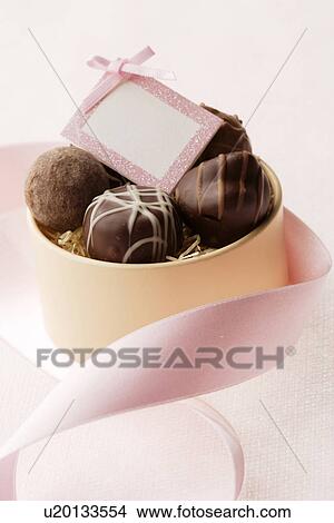 Picture - Truffles in a gift box. Fotosearch