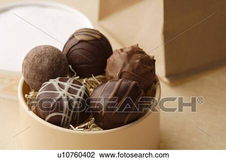Truffles in a gift box View Large Photo Image Stock Image - Truffles in a gift box. Fotosearch