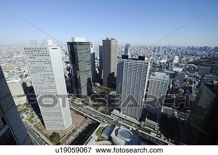 Stock Photo - View of East Tokyo from the Tokyo Metropolitan Government Offices observation room, Shinjuku-ku, Tokyo, Japan. Fotosearch