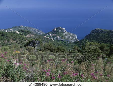 Stock Image - Village on the Cote d'Azur, France. Fotosearch