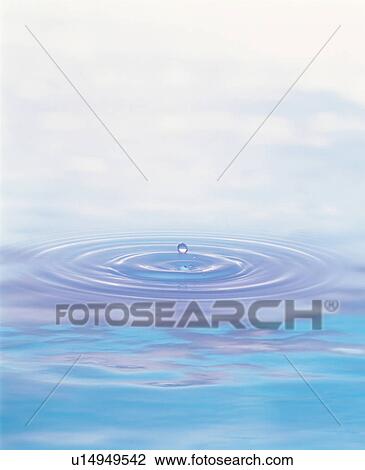 Stock Image - Water drop and ripples. Fotosearch