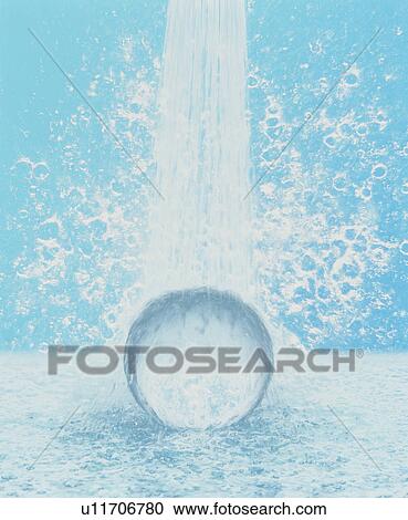 Water falling on crystal ball View Large Photo Image Stock Image - Water falling on crystal ball. Fotosearch