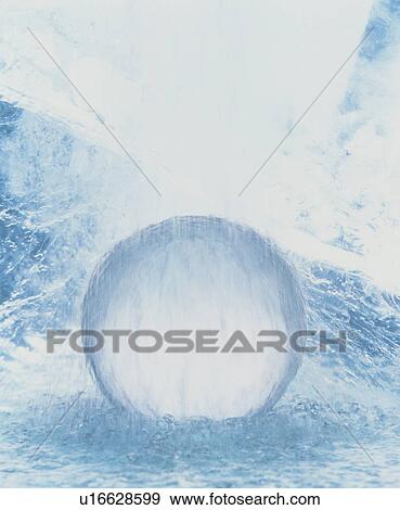 Stock Photo - Water falling on crystal ball. Fotosearch