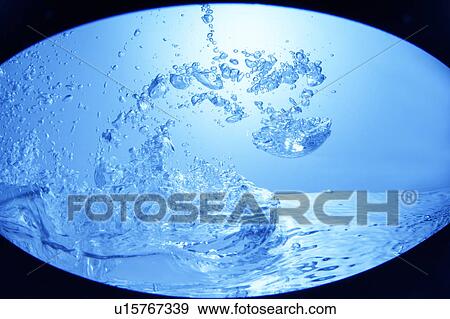 Stock Photo - Water splashing, fish-eye lens. Fotosearch