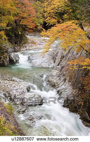 Stock Photo - Waterfall, Kagawa, Nikko, Tochigi Prefecture, Japan. Fotosearch