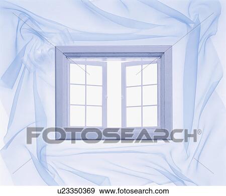 Stock Photo - Window surrounded by light material. Fotosearch