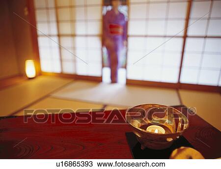 Woman in Kimono and Japanese Room View Large Photo Image Stock Image - Woman in Kimono and Japanese Room. Fotosearch