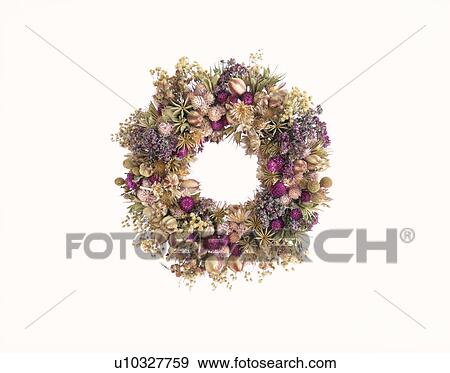 Stock Photo - Wreath of dried flowers. Fotosearch