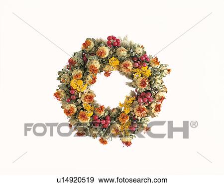 Stock Photo - Wreath of dried flowers. Fotosearch