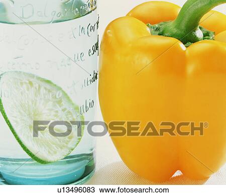 Stock Image - Yellow Bell Pepper an a Drink. Fotosearch