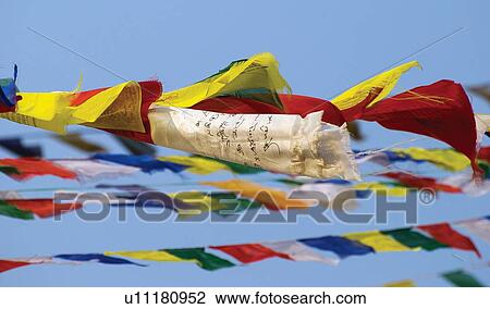 Prayer flags in the wind, Nepal View Large Photo Image Stock Image - Prayer flags in the wind, Nepal. Fotosearch