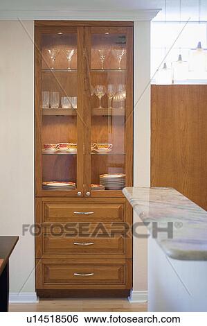 Stock Photograph - Built in china cabinet. Fotosearch