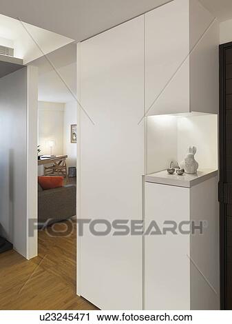 Stock Image - Built in display shelf in wall. Fotosearch