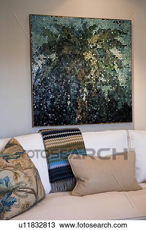 Contemporary Throw Pillows On Sofa Stock Image U11832813