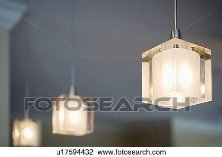 Stock Image - Cube pendant lights. Fotosearch