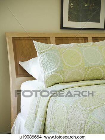 Detail bedspread and pillows on bed View Large Photo Image Picture - Detail bedspread and pillows on bed. Fotosearch