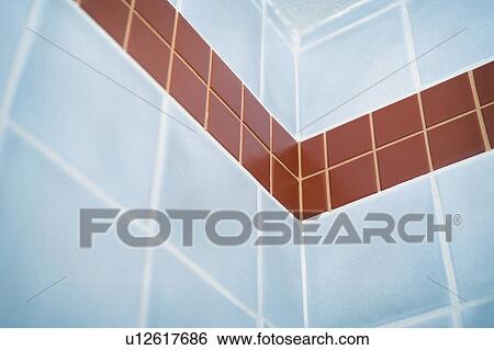 Detail blue and orange tiles in shower View Large Photo Image Stock Photograph - Detail blue and orange tiles in shower. Fotosearch