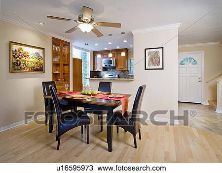Dining area and kitchen in apartment home View Large Photo Image Stock Image - Dining area and kitchen in apartment home. Fotosearch