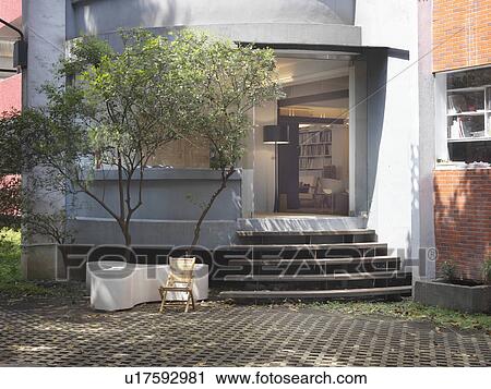 Stock Image - Front entrance modern home. Fotosearch