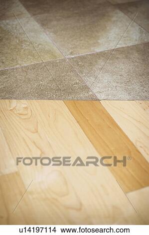 Picture - Hardwood and ceramic tile floor. Fotosearch