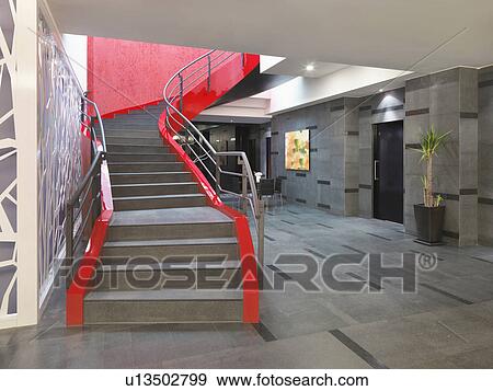 Large red staircase View Large Photo Image Stock Photo - Large red staircase. Fotosearch