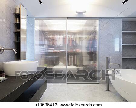 Marble walls in modern bathroom View Large Photo Image Stock Photo - Marble walls in modern bathroom. Fotosearch