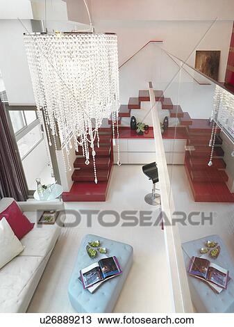 Modern apartment home with beaded chandelier View Large Photo Image Stock Image - Modern apartment home with beaded chandelier. Fotosearch