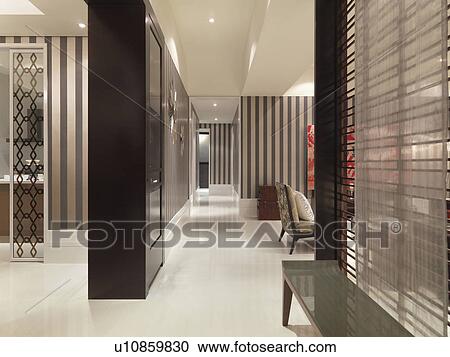 Modern home with striped wall paper View Large Photo Image Stock Image - Modern home with striped wall paper. Fotosearch