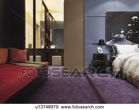 Purple carpet in modern bedroom View Large Photo Image Stock Photo - Purple carpet in modern bedroom. Fotosearch